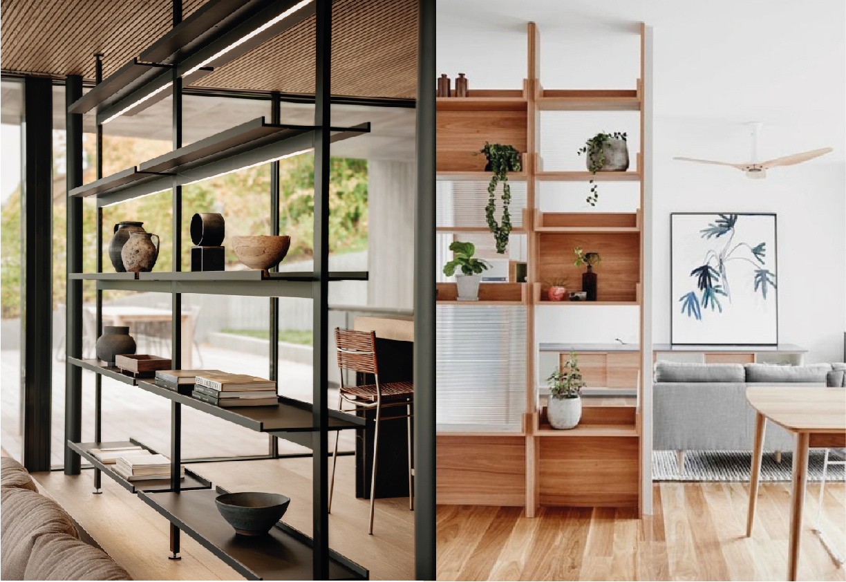 separación con muebles en espacios multifuncionales