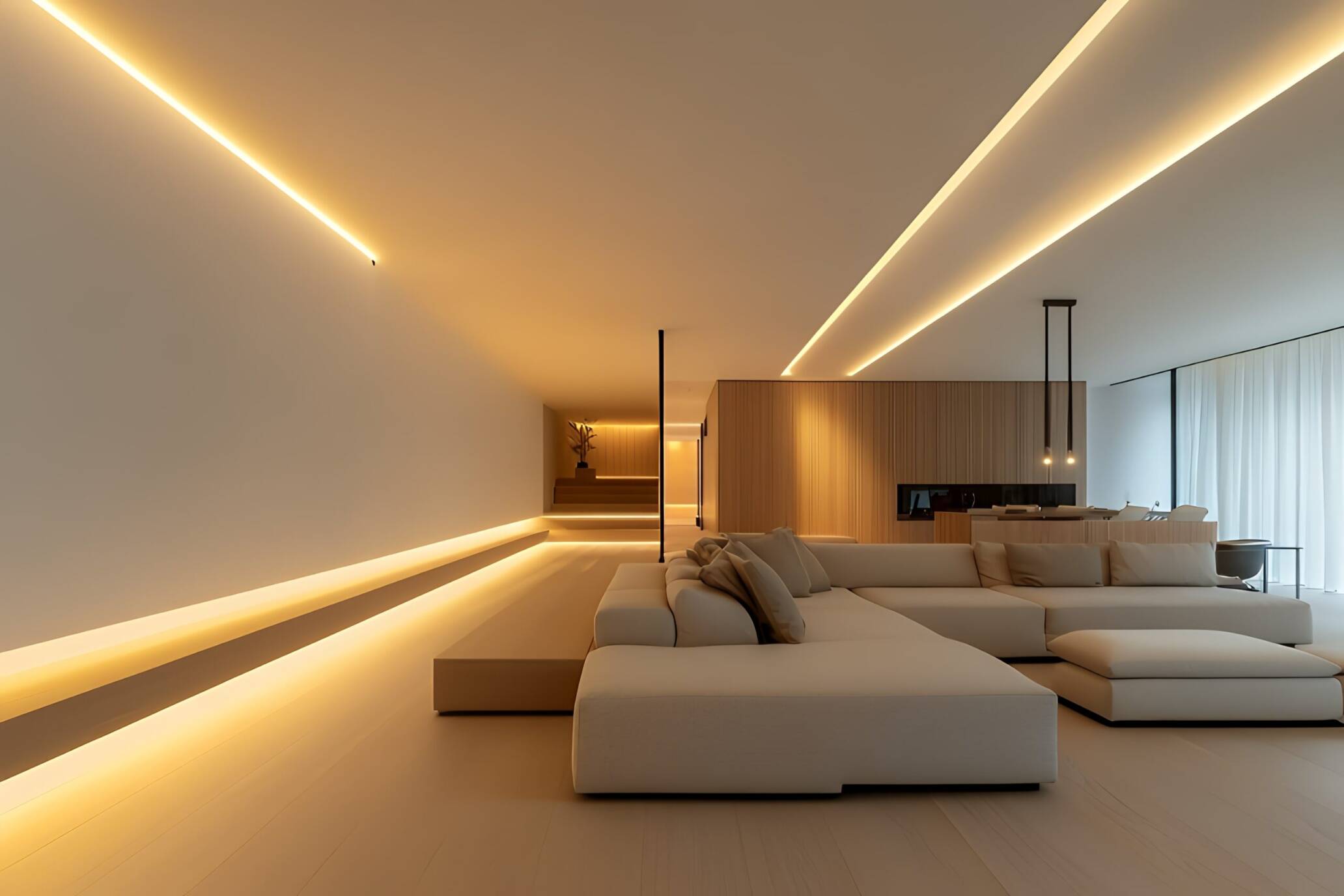 iluminacion de salon indirecta luz calida